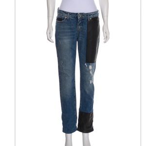 McQ ALEXANDER McQUEEN leather patch mid rise jeans